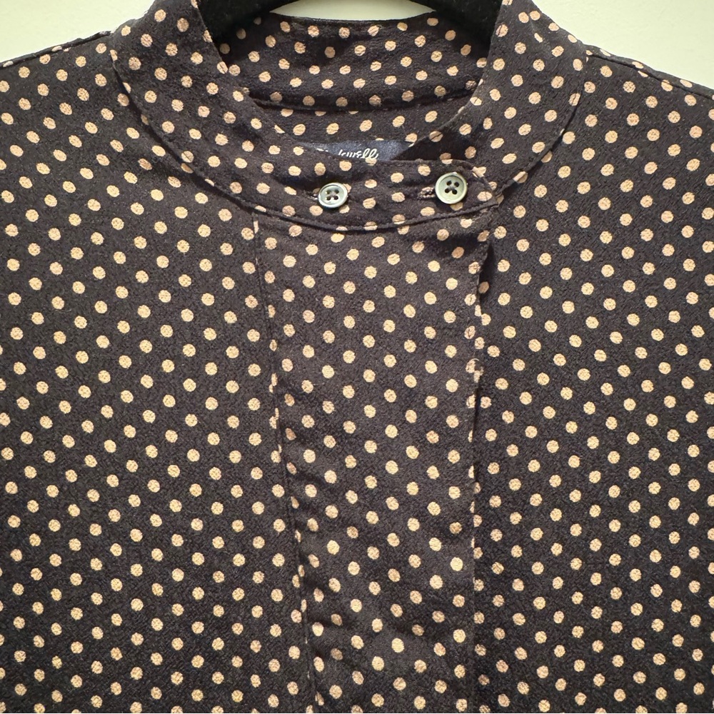 Madewell Black Tan Polka Dot Long Sleeve Tunic Shirt Dress Size XXS - Picture 6 of 15